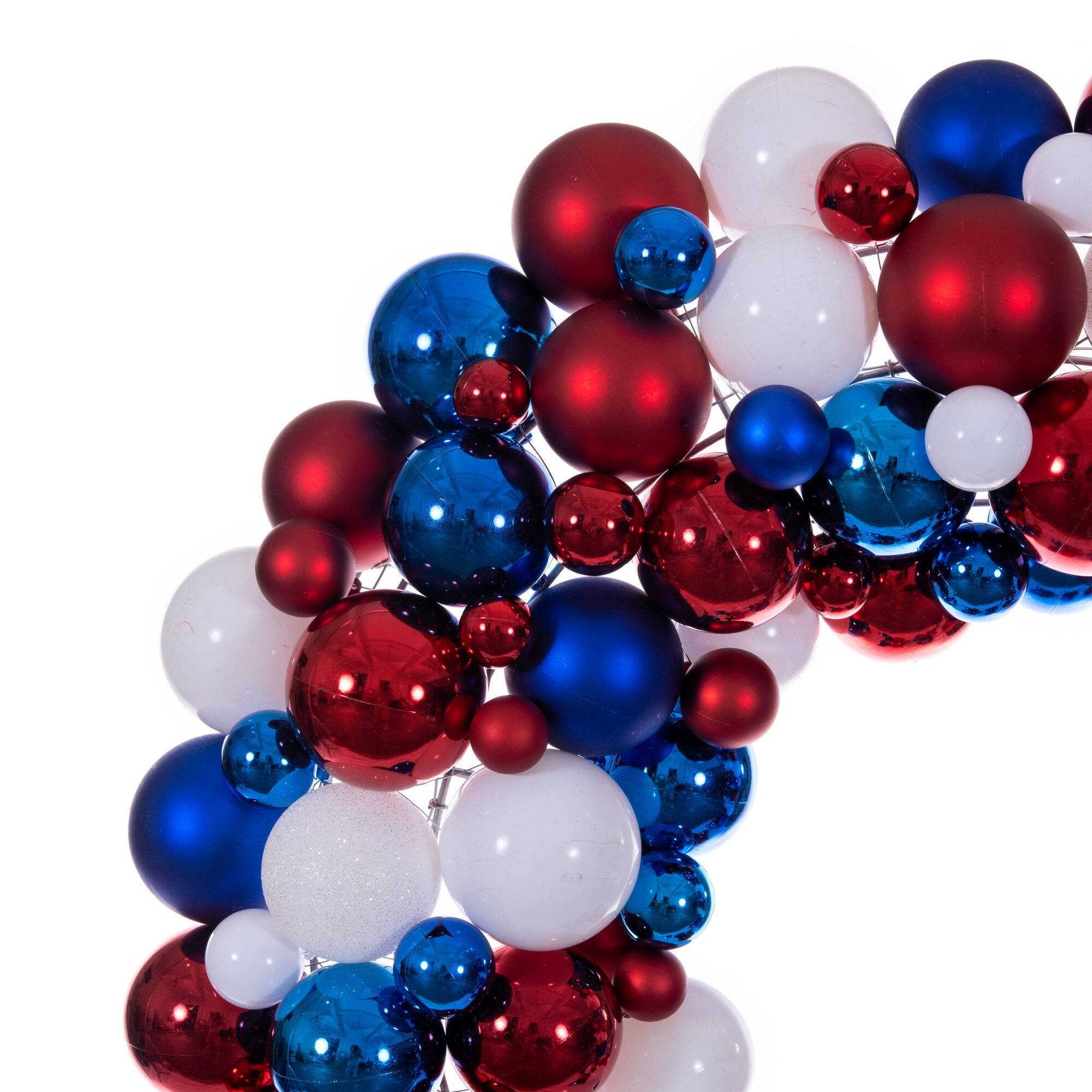 28" Red, White, and Blue Patriotic Mix Ball Wreath